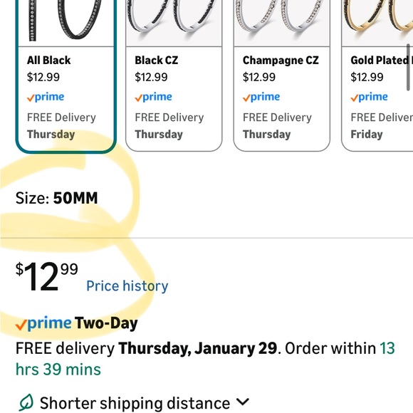 Elegant Black Hoop Earrings - Picture 7 of 9